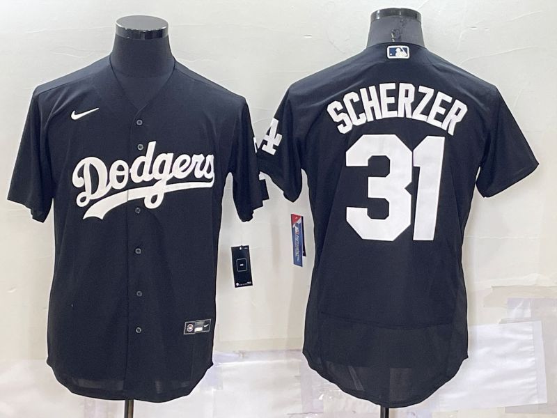 Men Los Angeles Dodgers #31 Scherzer Black Inversion Elite Nike 2022 MLB Jerseys